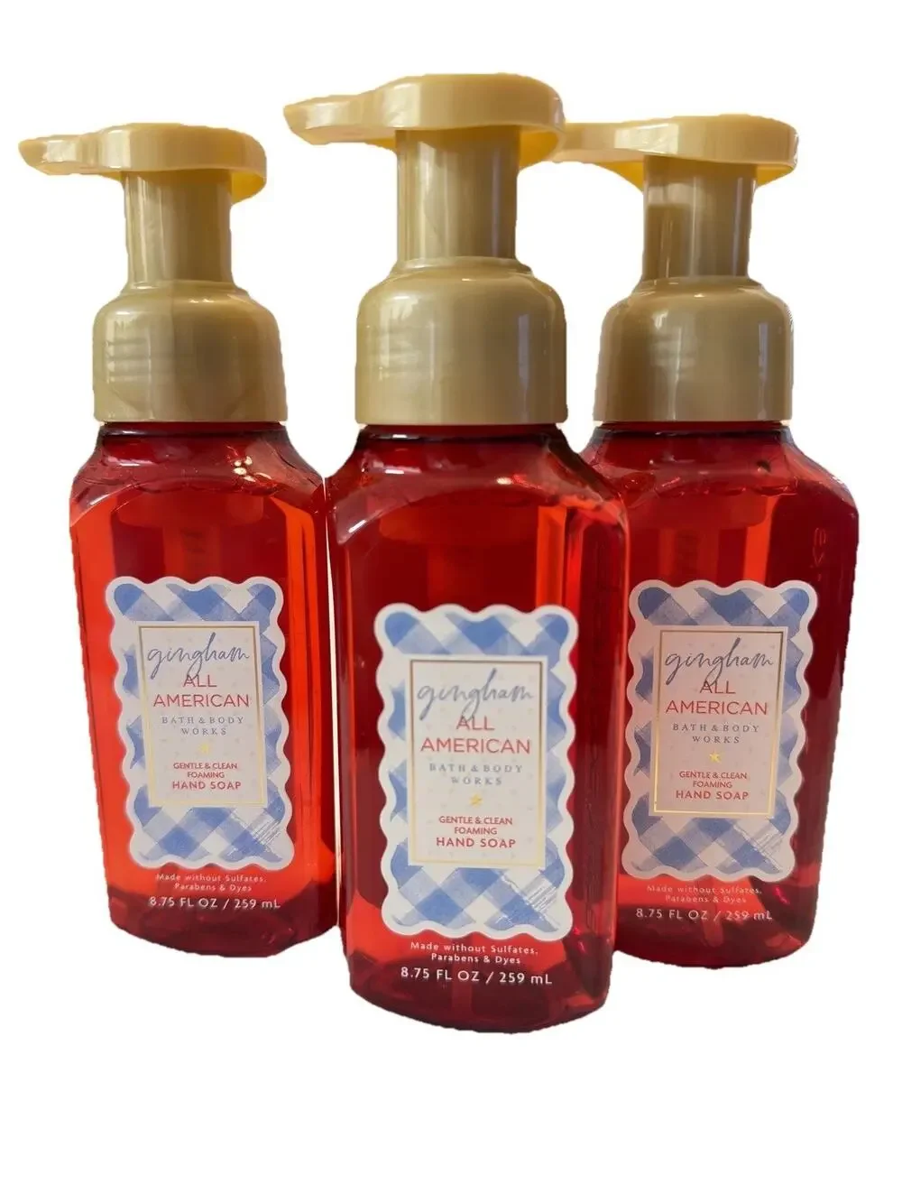 Set of 6 Bath & Body Works GINGHAM ALL AMERICAN Foaming Hand Soap 8.75oz